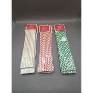 Spode Holiday Drink Cocktail Straws Christmas Tree Design Gold Red Green